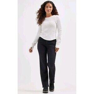 Wrangler Womens Jeans Black High Rise Flat Front True Straight Leg Sz 4 27X30